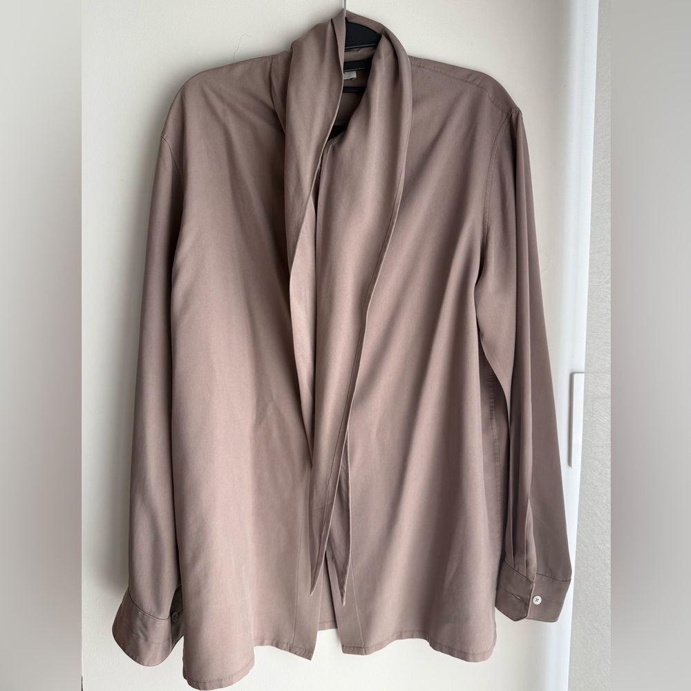 Lemaire Tie-neck Silk Button Down Shirt - Pink 36